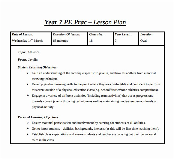 8 Physical Education Lesson Plan Templates for Free