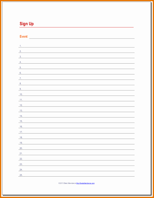 8 printable sign up sheet template