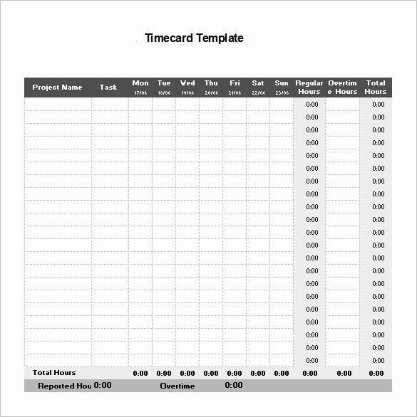 8 Printable Time Card Templates – Free Word Excel &amp; Pdf