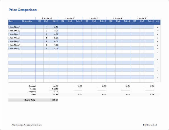 8 Product Parison Templates Excel Excel Templates