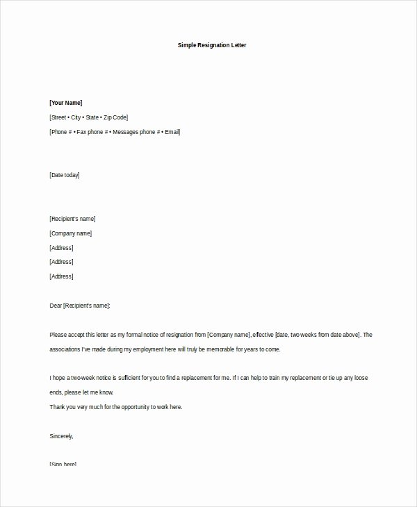 8 Resignation Letter Templates Free Sample Example