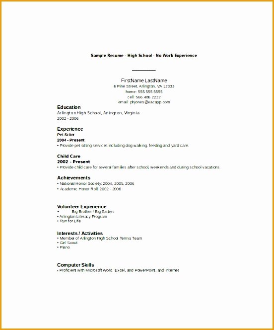 8 Resume Sample for High School Students with No