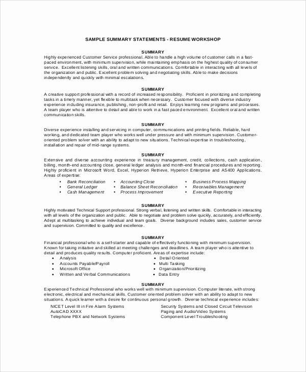 8 Resume Summary Samples Examples Templates