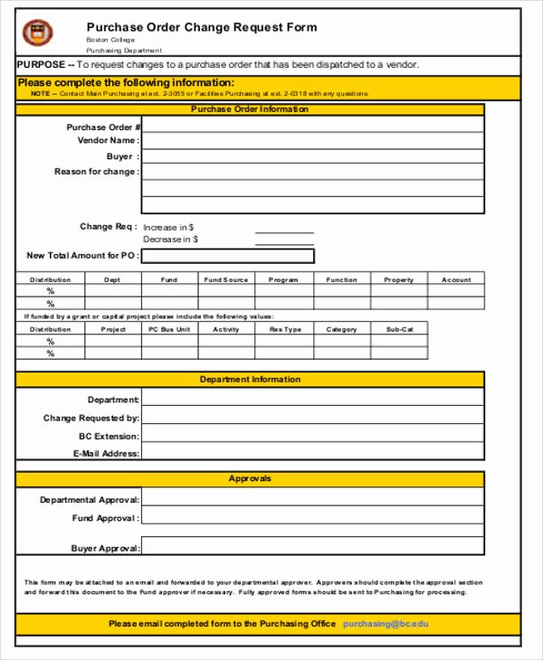 8 Sample Change order Request forms