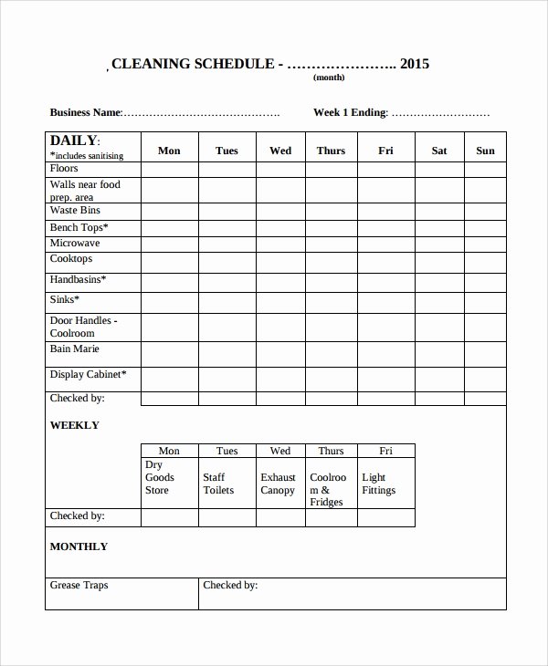 8 Sample Cleaning Checklist Templates