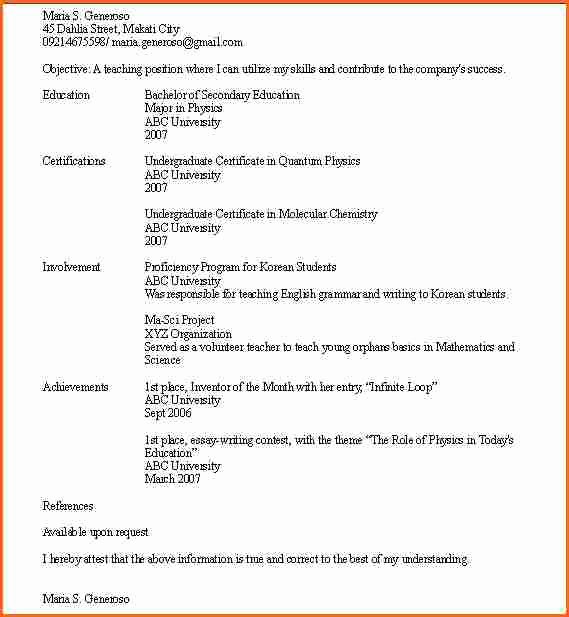 8 Sample College Student Resume No Work Experience