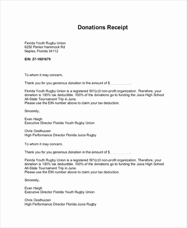 8 Sample Donation Receipt Letters