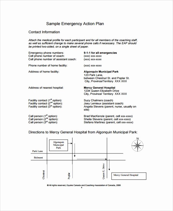 8 Sample Emergency Action Plans