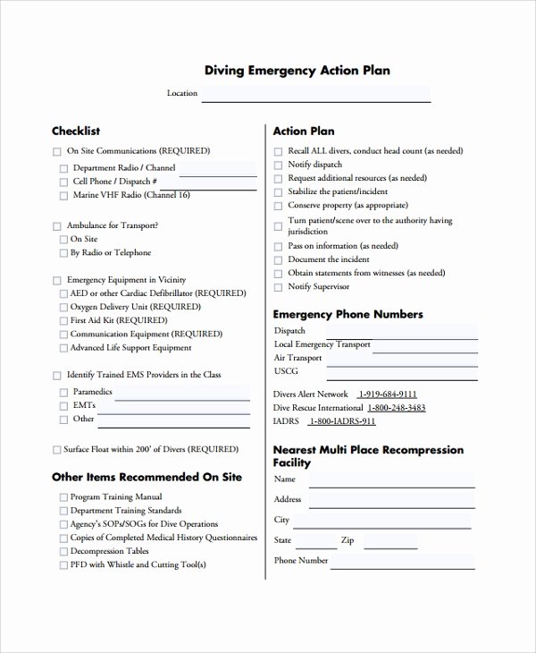 8 Sample Emergency Action Plans