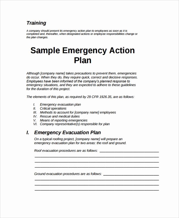 8 Sample Emergency Action Plans