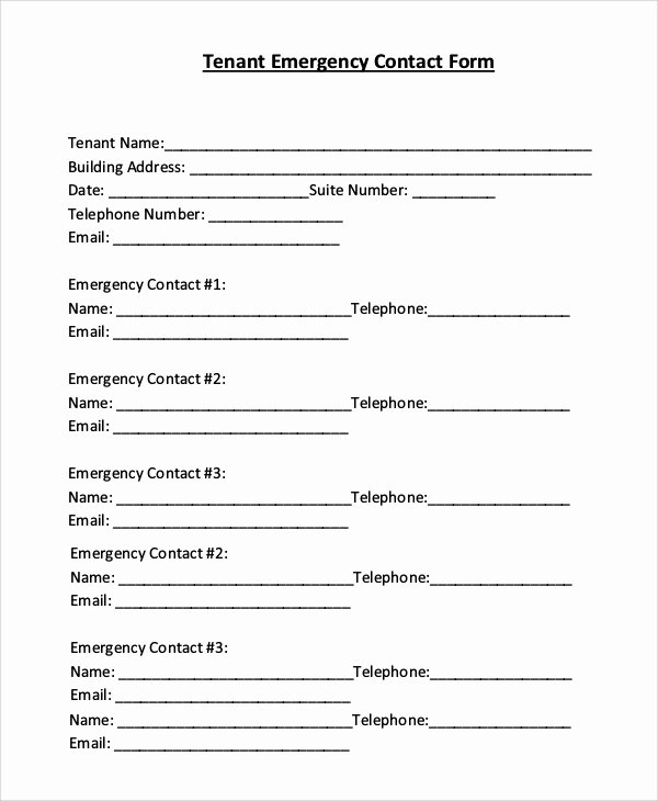 8 Sample Emergency Contact forms – Pdf Doc