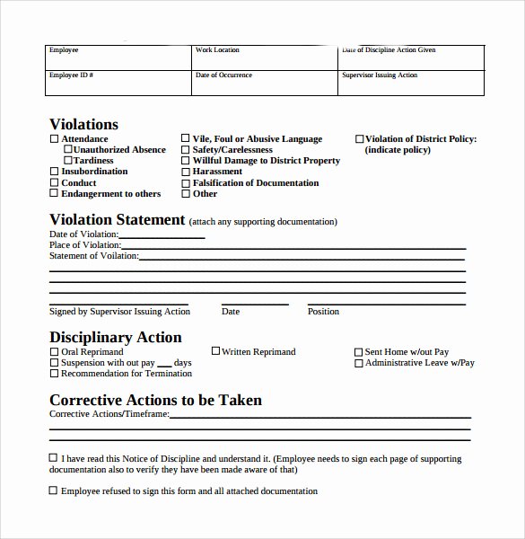 8 Sample Employee Write Up forms