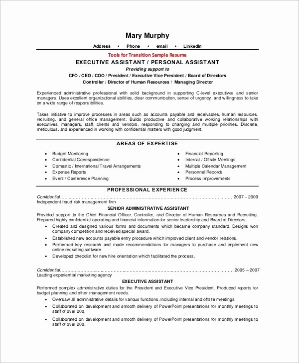 8 Sample Executive assistant Resumes