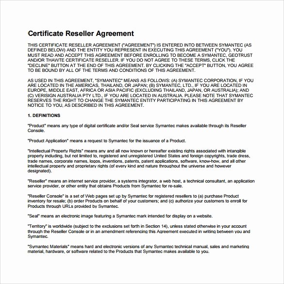 8 Sample Free Reseller Agreement Templates to Download