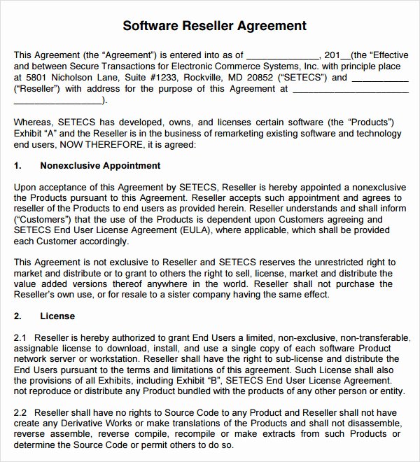 8 Sample Free Reseller Agreement Templates to Download