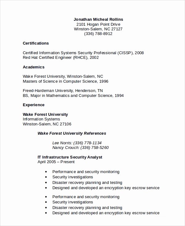 8 Sample Information Security Analyst Resumes