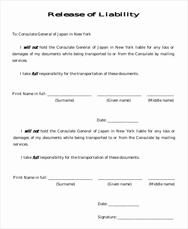 8 Sample Liability Release forms