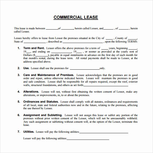 8 Sample Mercial Lease Agreements