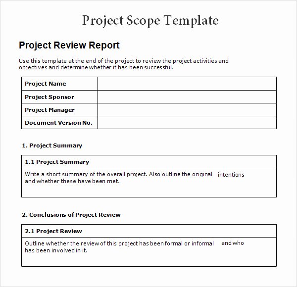 8 Sample Project Scope Templates – Pdf Word