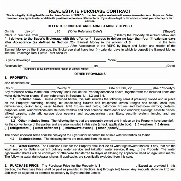 8 Sample Real Estate Purchase Agreements