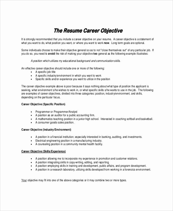 8 Sample Resume Objective Statements