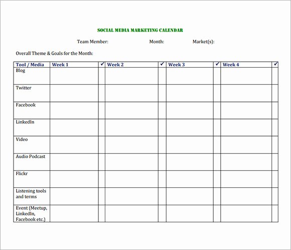 social media calendar template