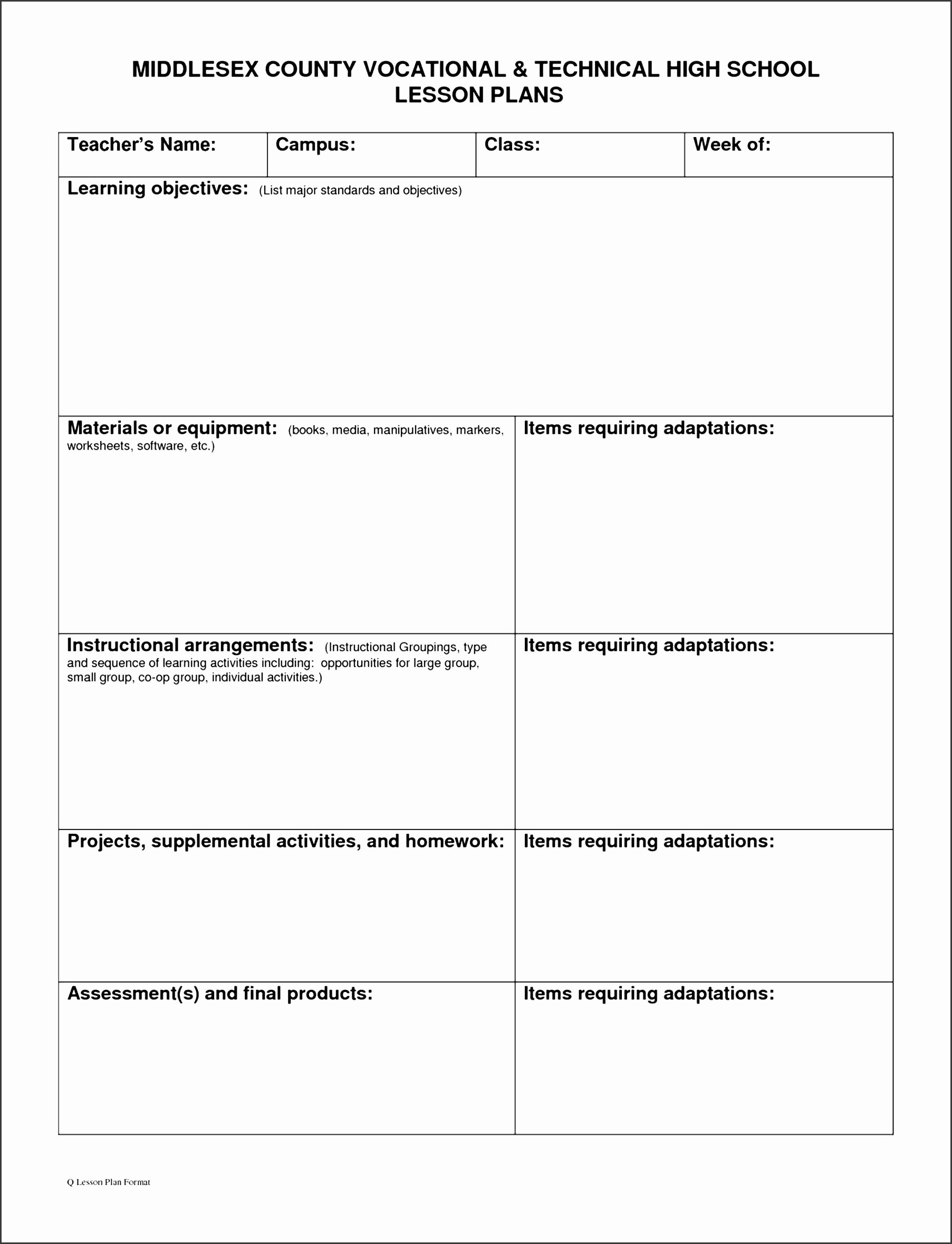 school lesson plan template wgyki