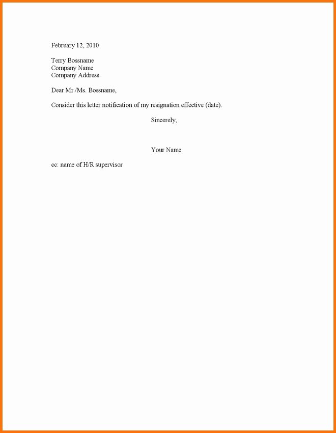 8 Short Simple Resignation Letter Sample Servey Template
