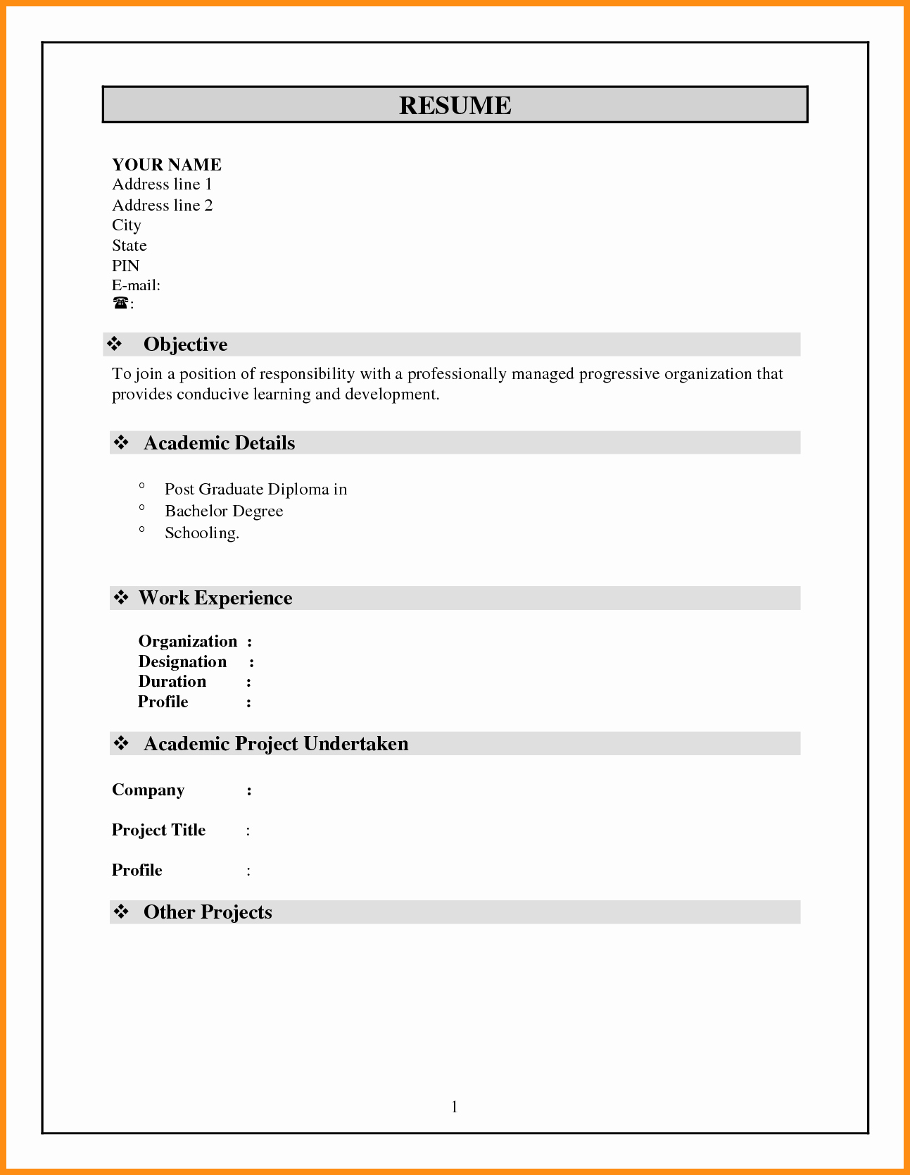 8 simple resume format in word