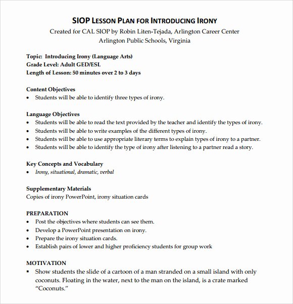 8 Siop Lesson Plan Templates Download Free Documents In