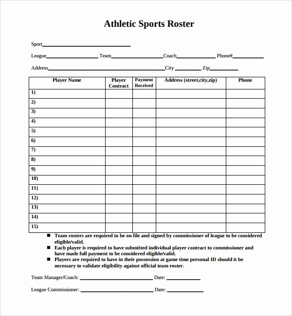 8 Sports Roster Templates