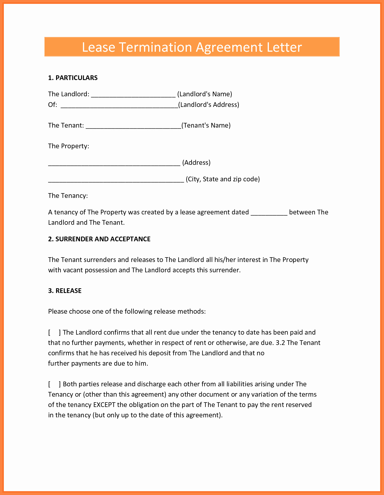 8 Termination Of Rental Agreement Letter by Tenant