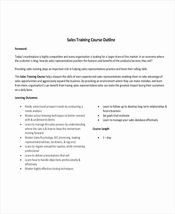 8 Training Outline Templates Free Sample Example format