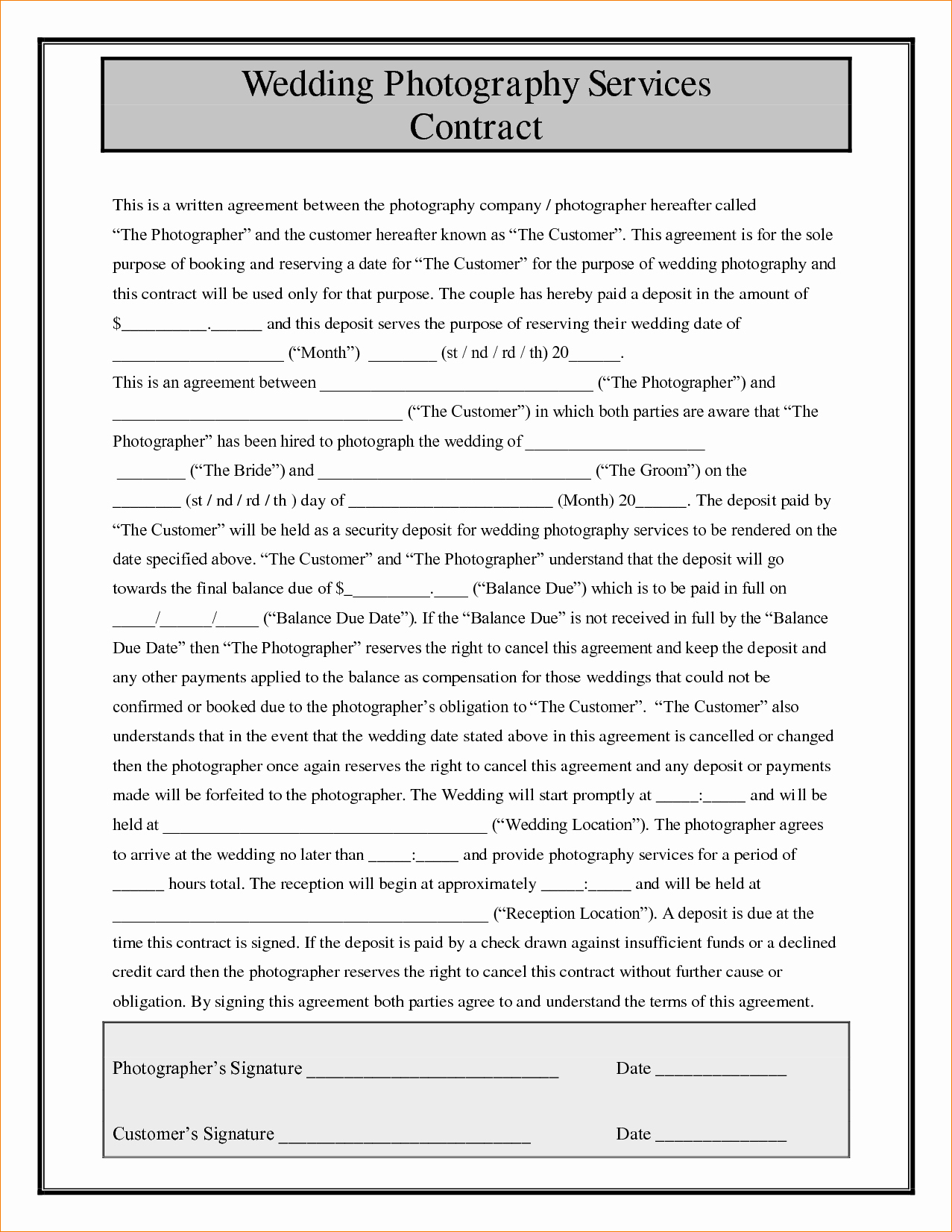 8 Wedding Contract Template
