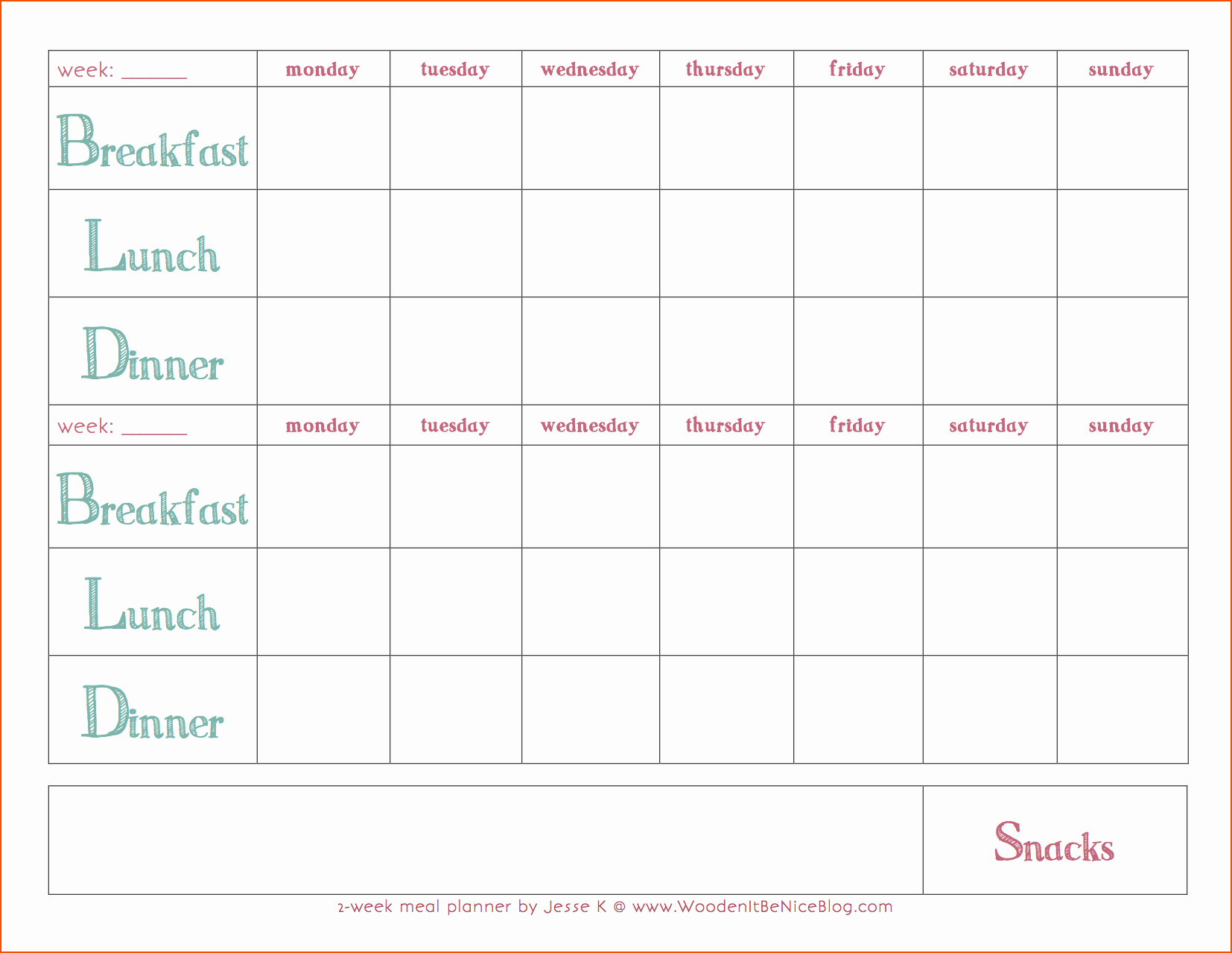 8 Weekly Meal Plan Template Bookletemplate