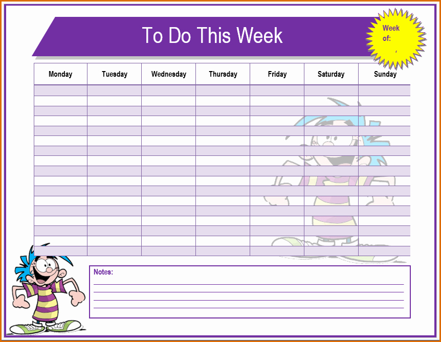 8 Weekly to Do List Template