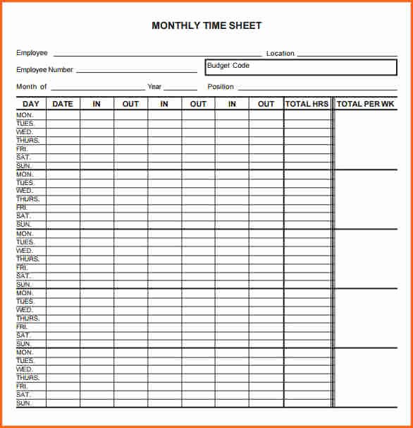 8 Word Timesheet Template Bud Template Letter