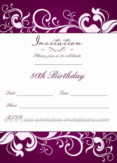 80th Birthday Invitation