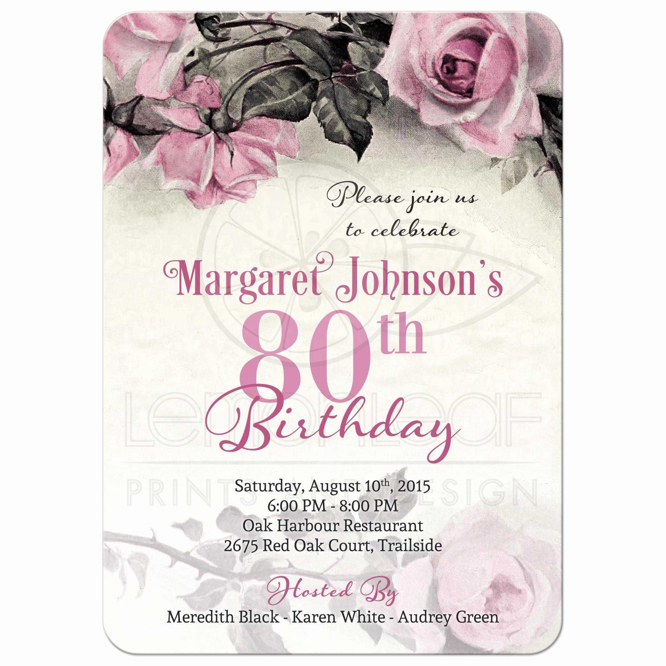 80th birthday party invitations