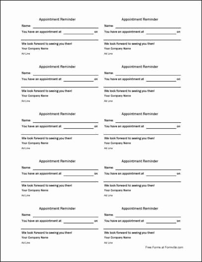 9 Best Of Blank Printable Appointment Cards Free