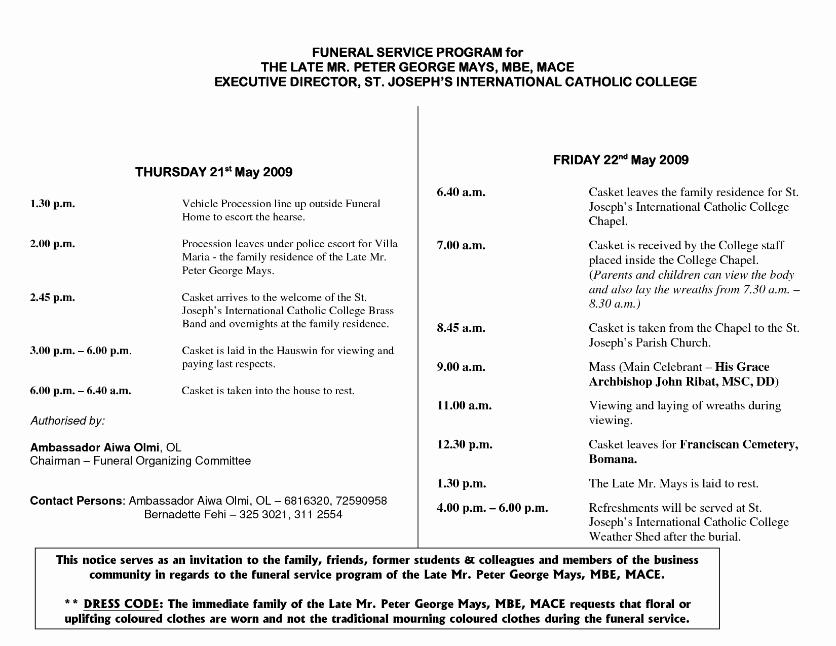 post catholic funeral program template