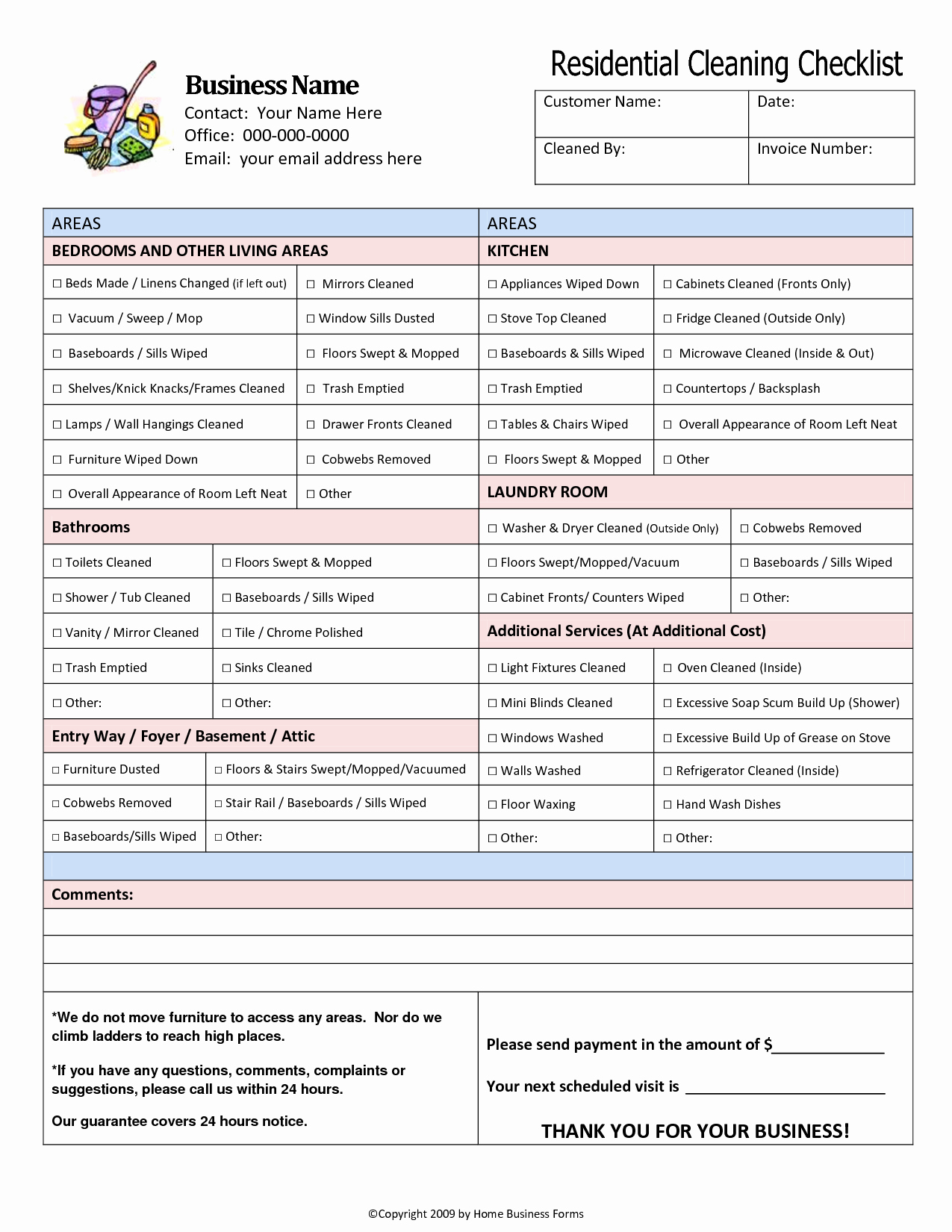 9 Best Of Maid Service Checklist Printable House