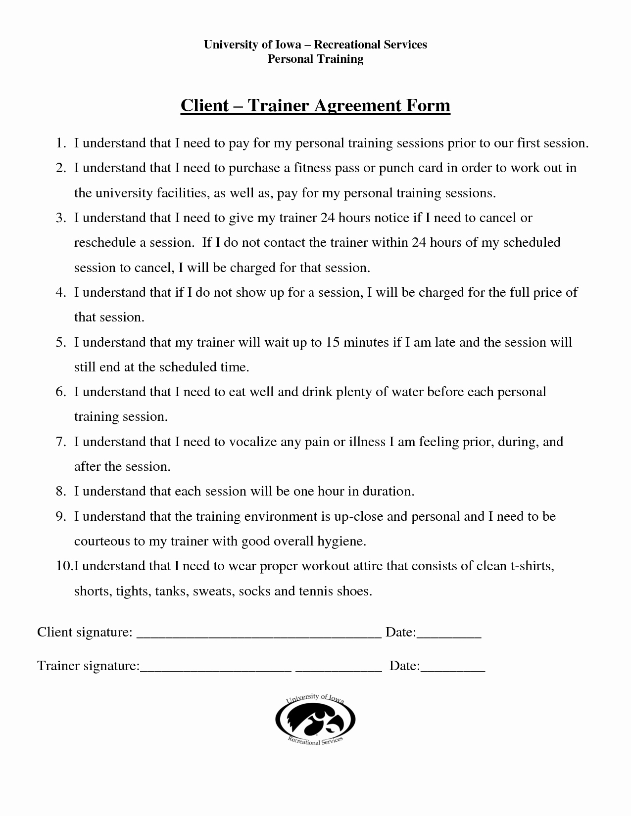 9 Best Of Personal Trainer Client Agreement