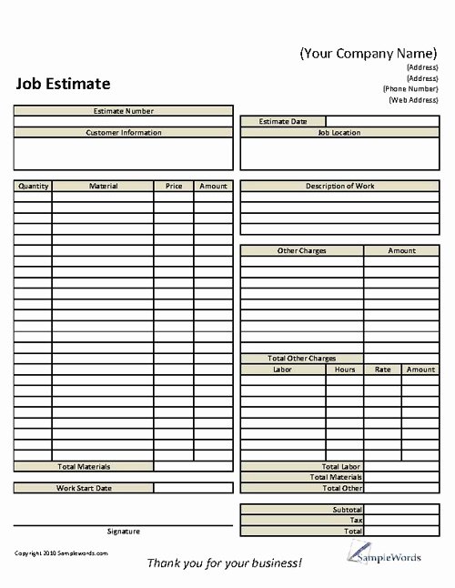 9 Best Of Roofing Estimate Templates Printable