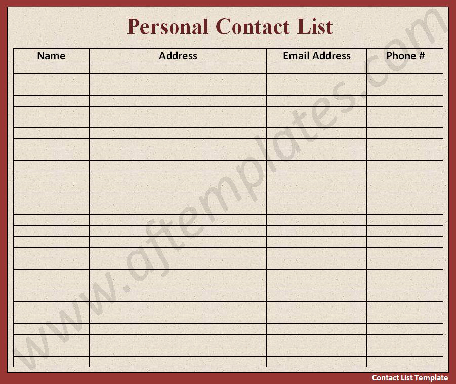 9 Best Of Work Phone Contact List Printable