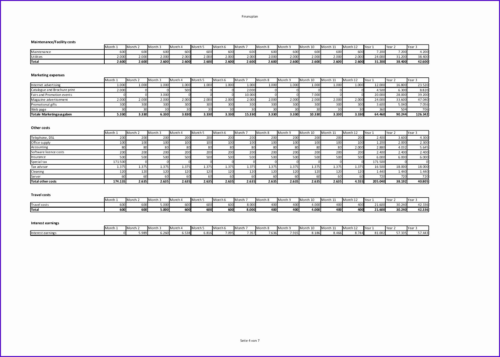9 Business Plan Template In Excel Exceltemplates