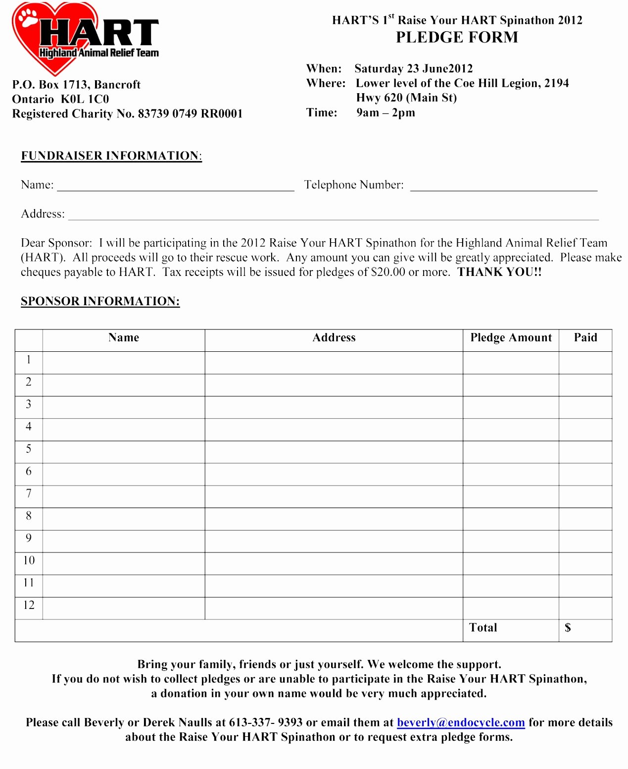 9 Charity Pledge form Template Dtauw