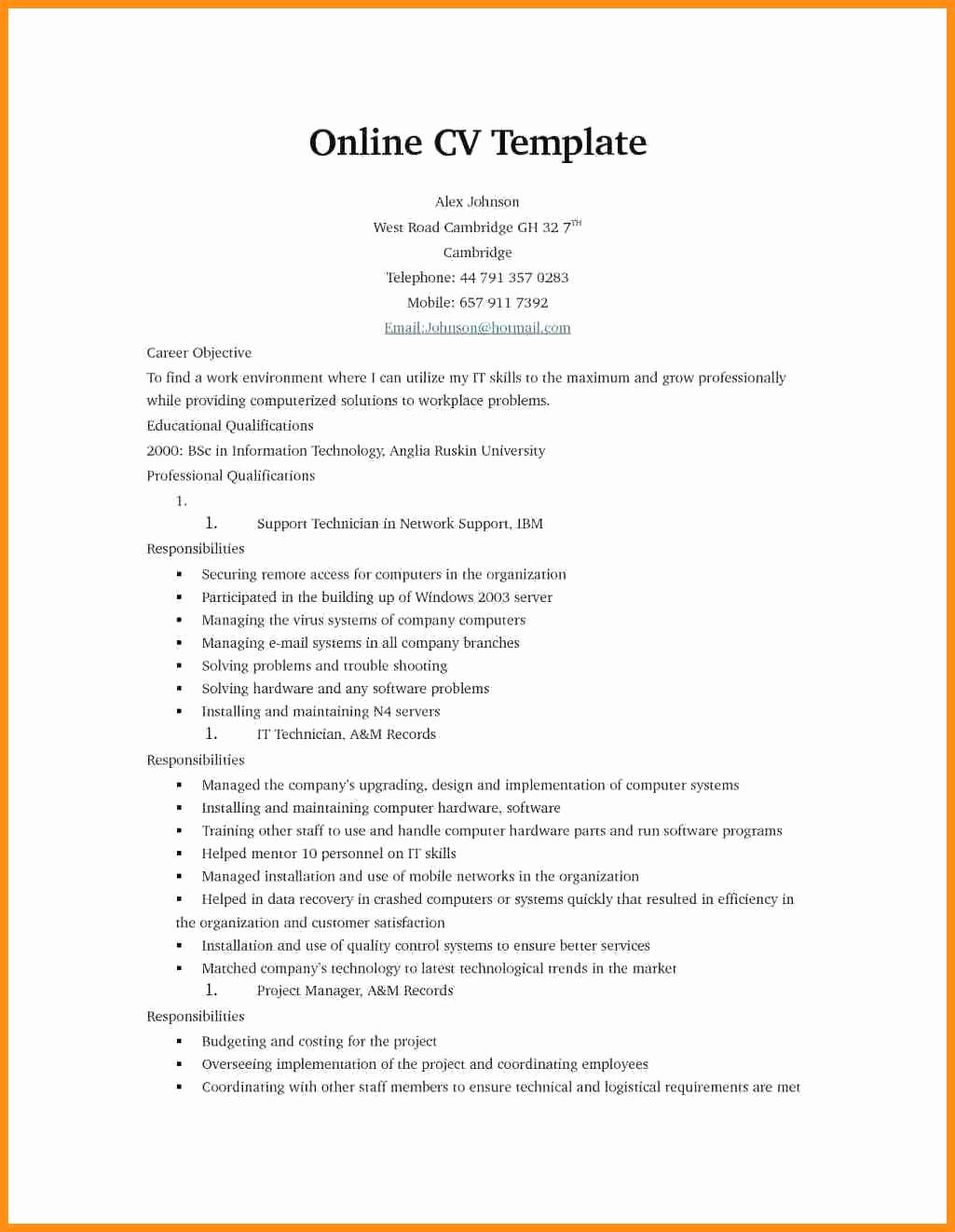 9 curriculum vitae simple en word