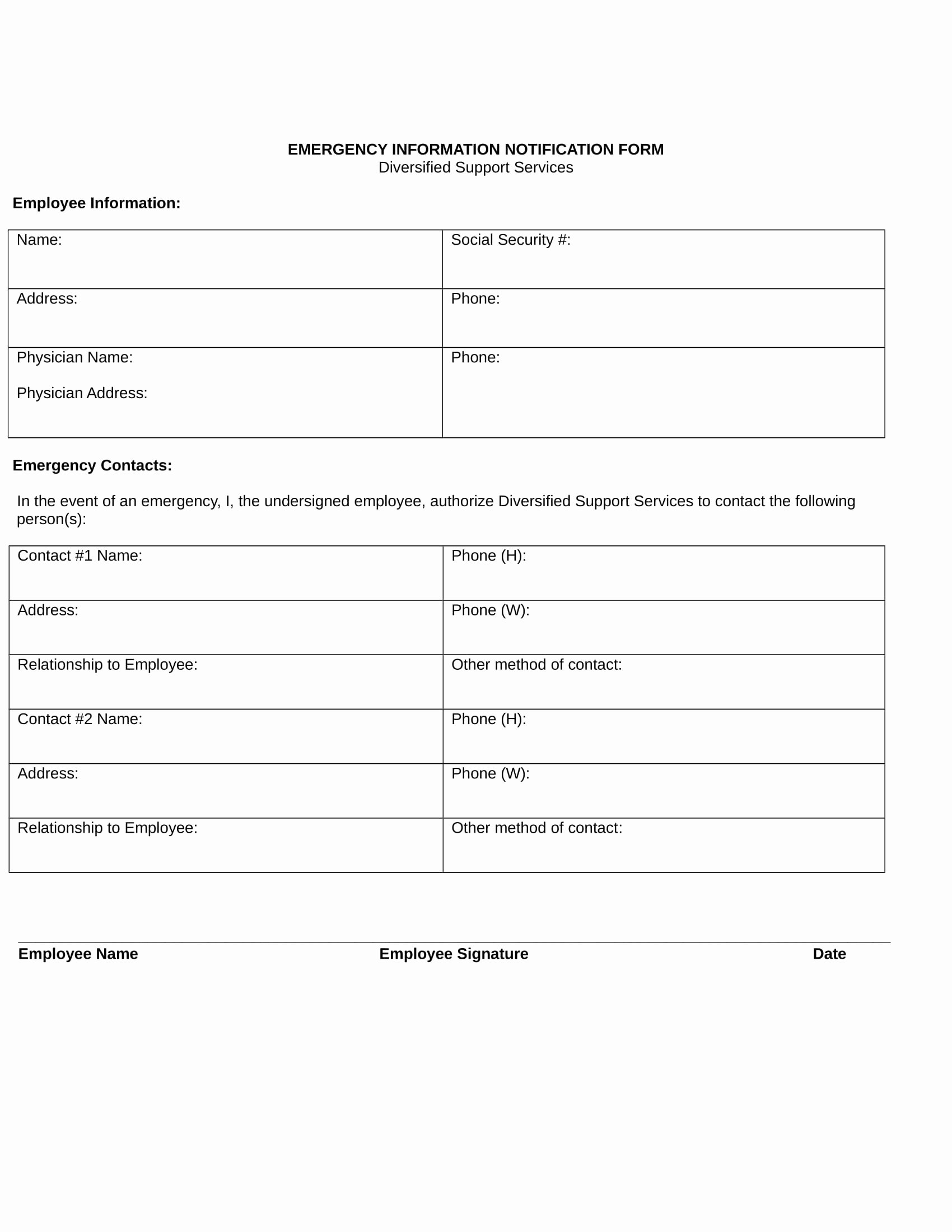 9 Employee Emergency Notification forms &amp; Templates Pdf