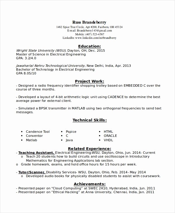 entry level resume example